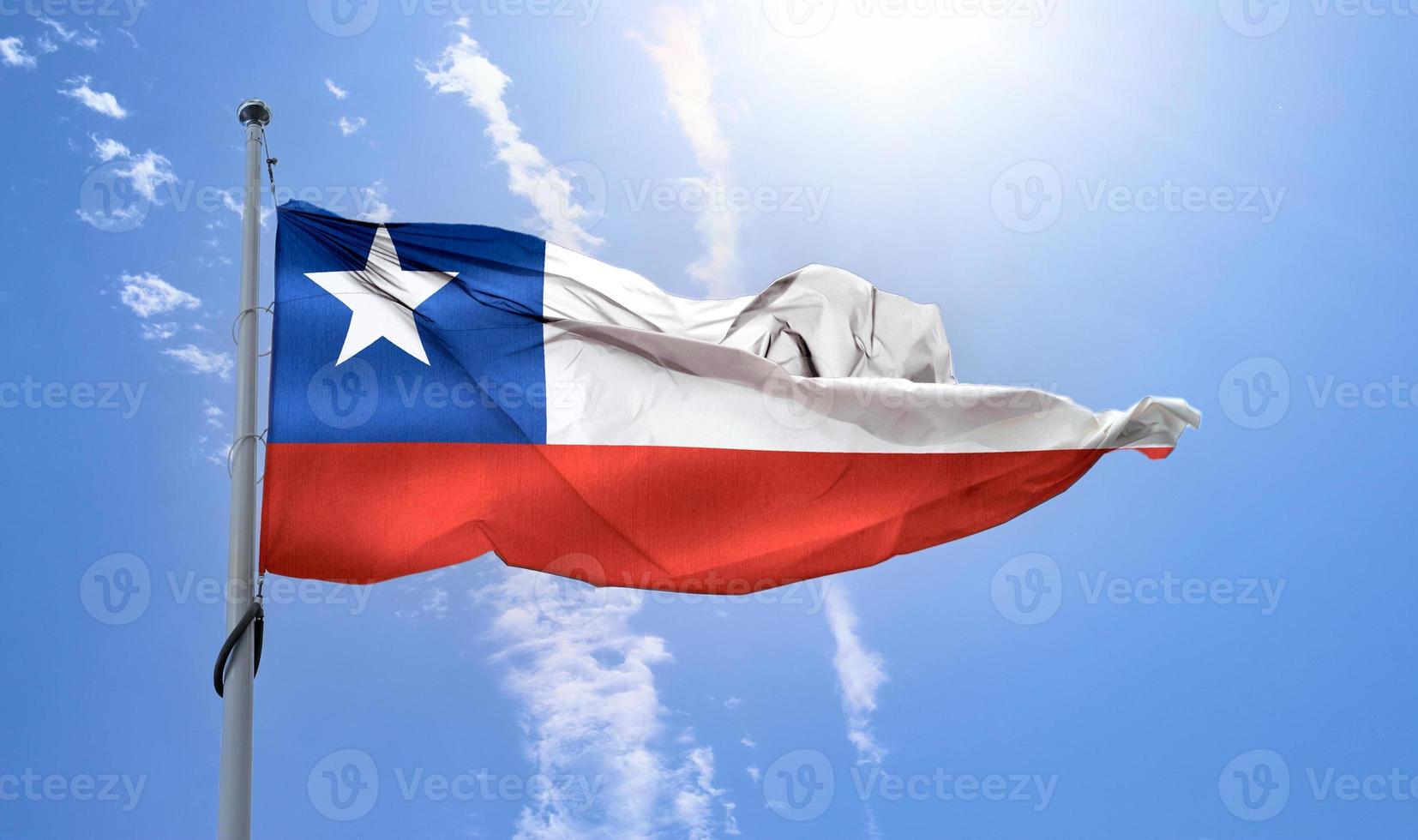 Chile flag - realistic waving fabric flag photo