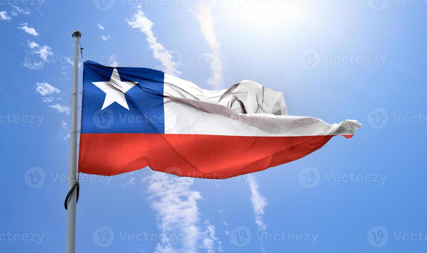 bandera de chile - bandera de tela que agita realista foto