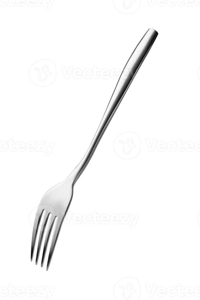 The metal shiny fork on white photo