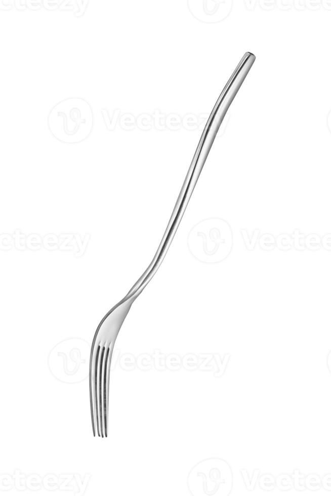 The metal shiny fork on white photo