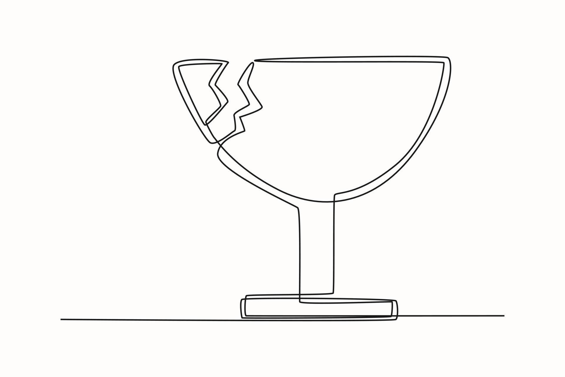 One continuous line drawing of fragile symbol. Warning Concept. Single