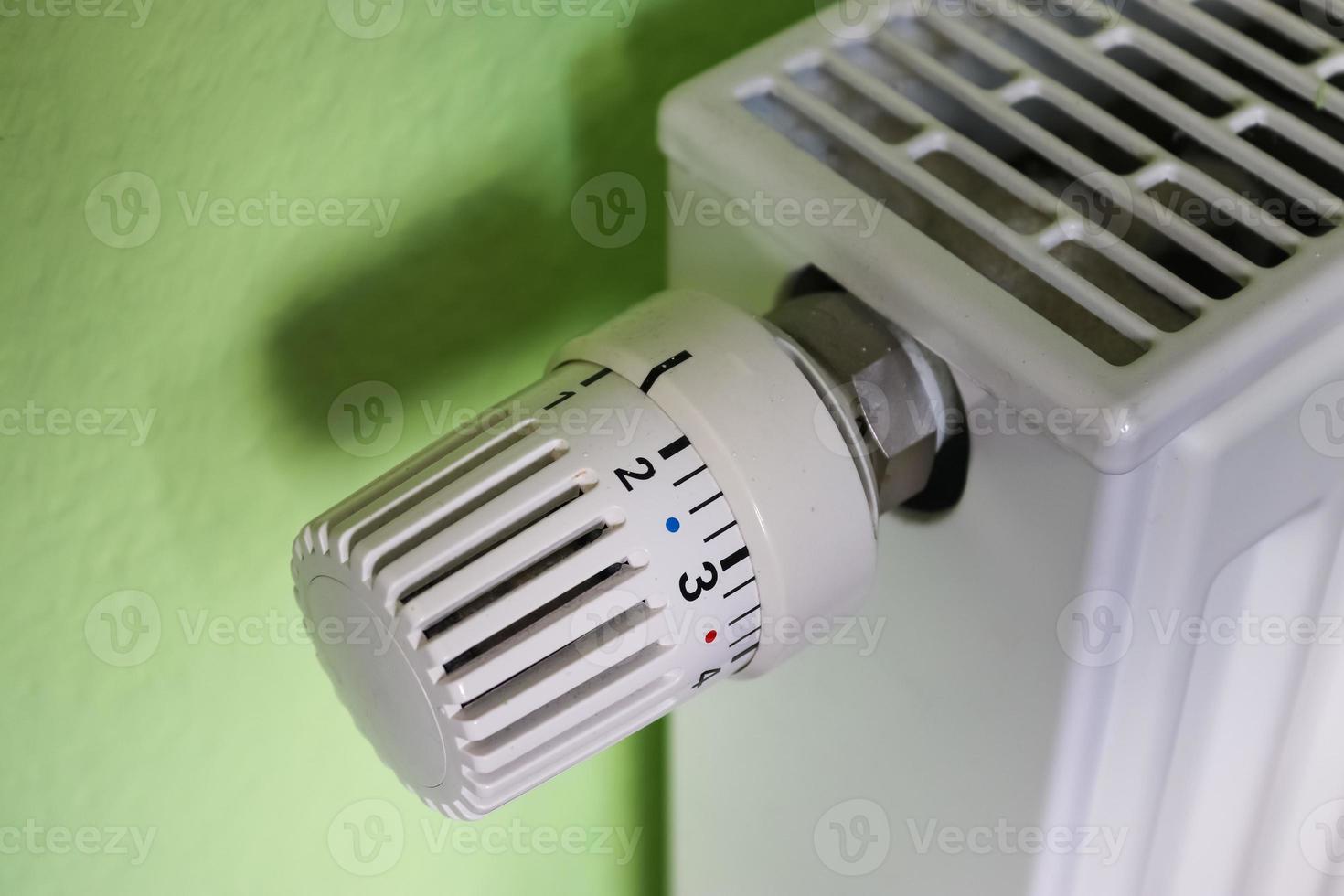 Close-up view of a heater thermostat. photo