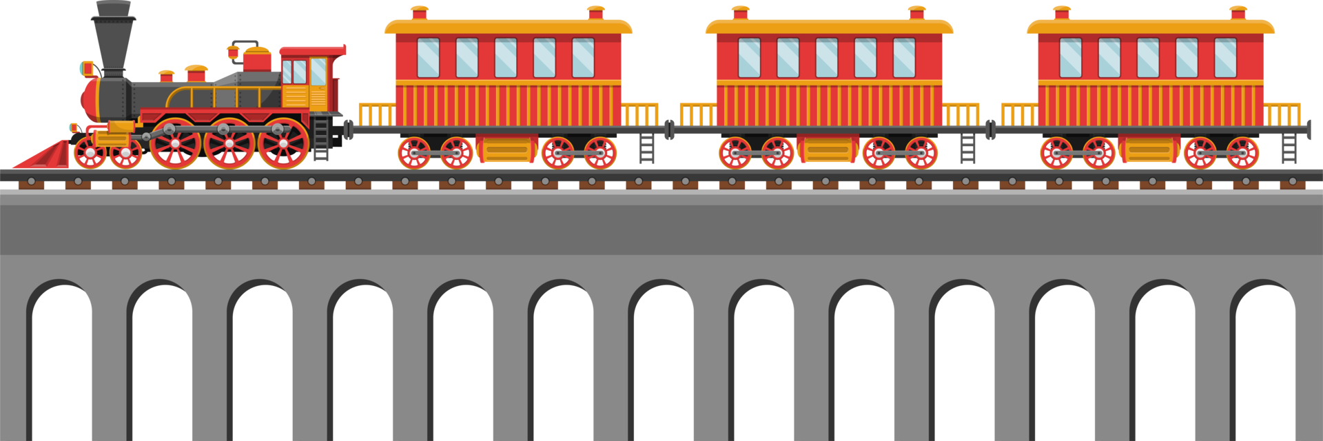 Vintage train on railroad clipart design illustration png