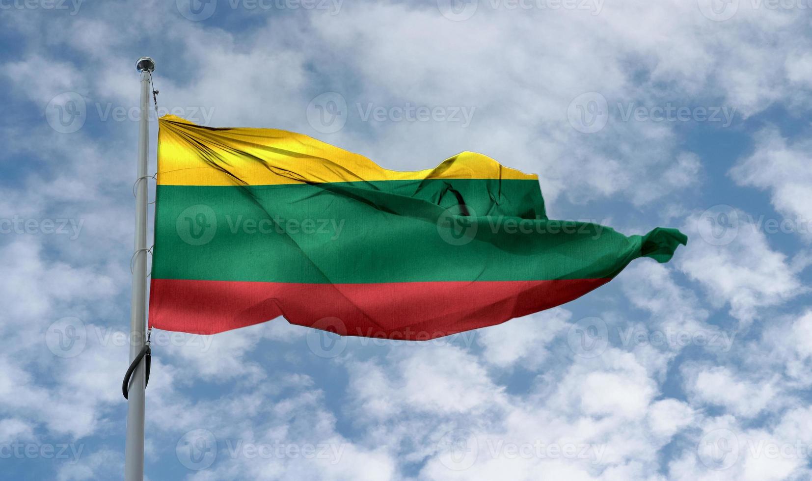 Lithuania flag - realistic waving fabric flag. photo