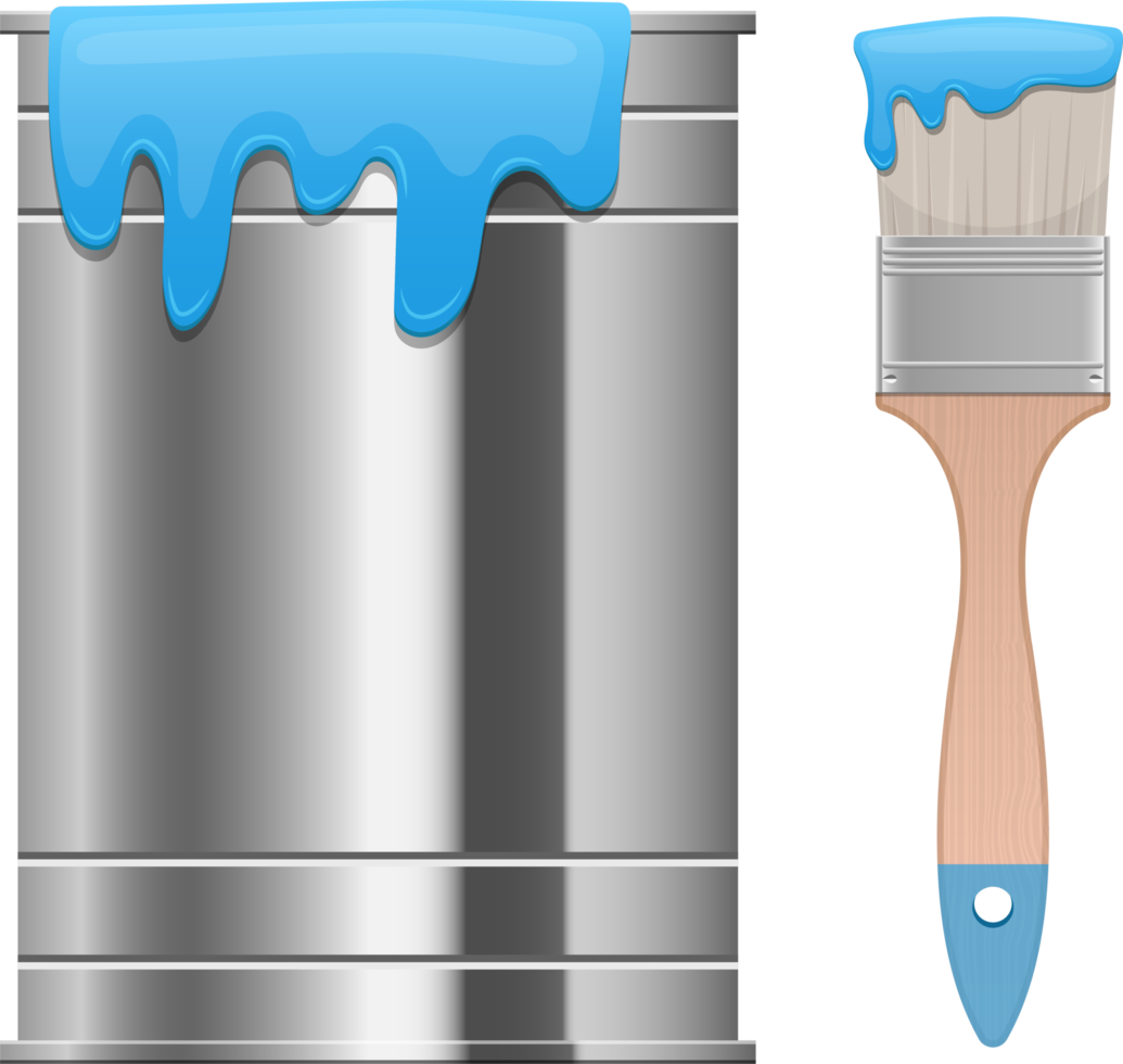 Paint brush and can clipart design illustration png