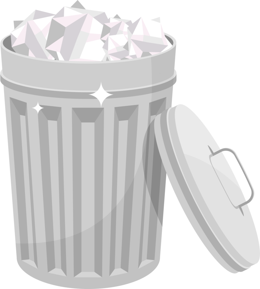 Metallic trash can clipart design illustration png