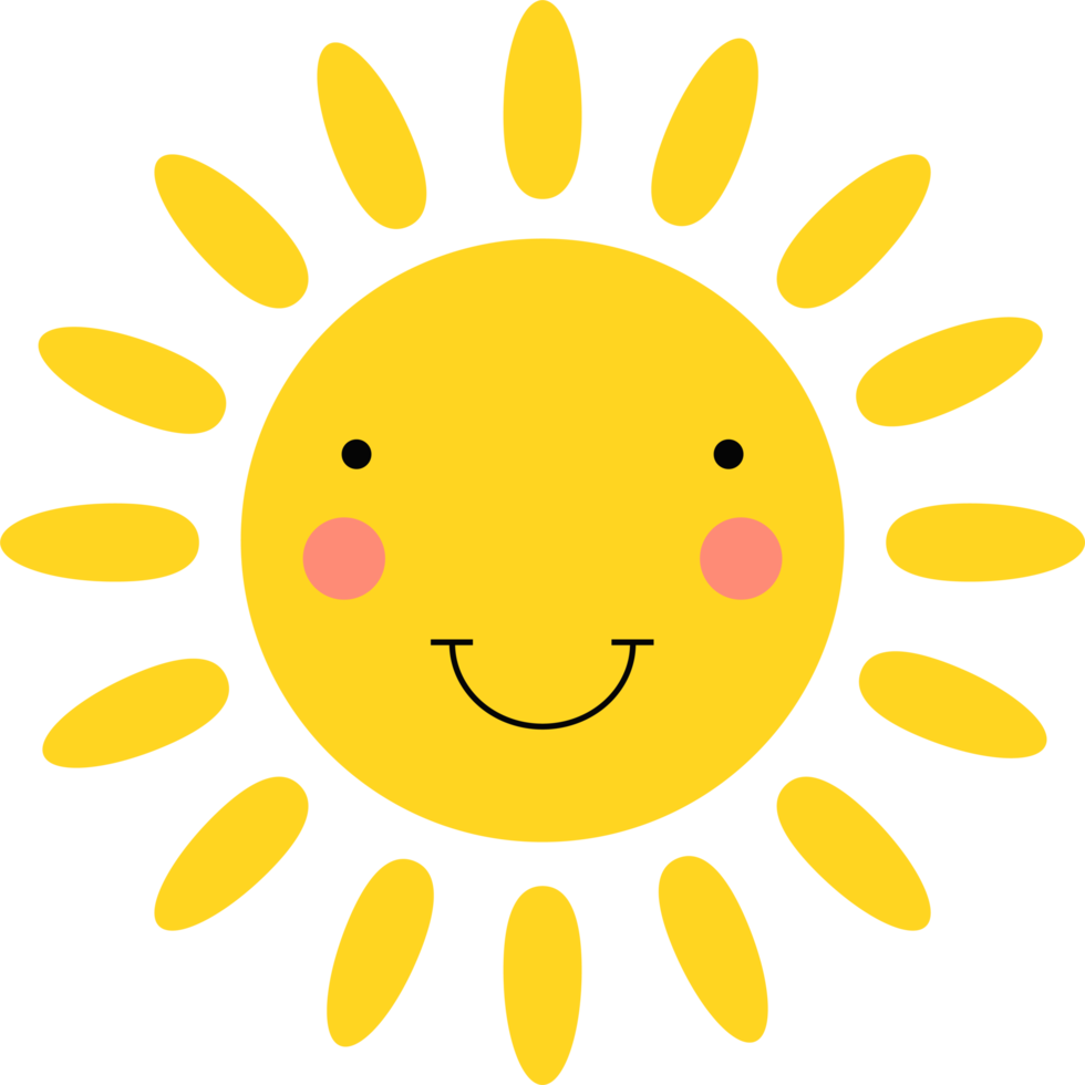 Smiling sun cartoon clipart design illustration png