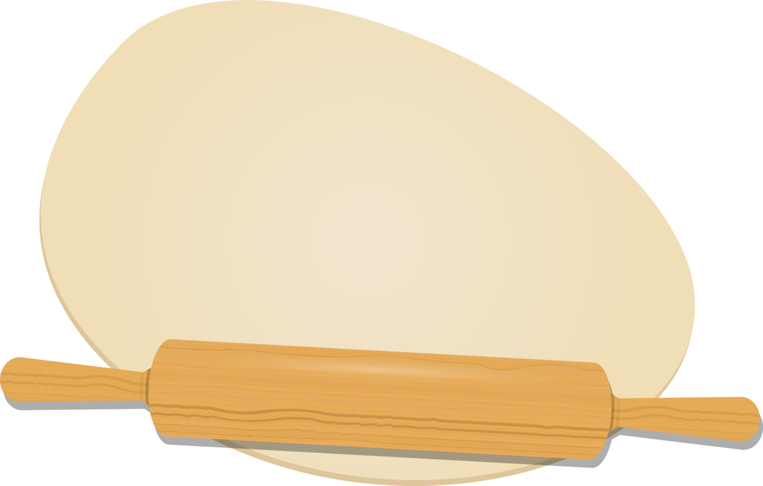 Wooden rolling pin on the dough clipart design illustration png