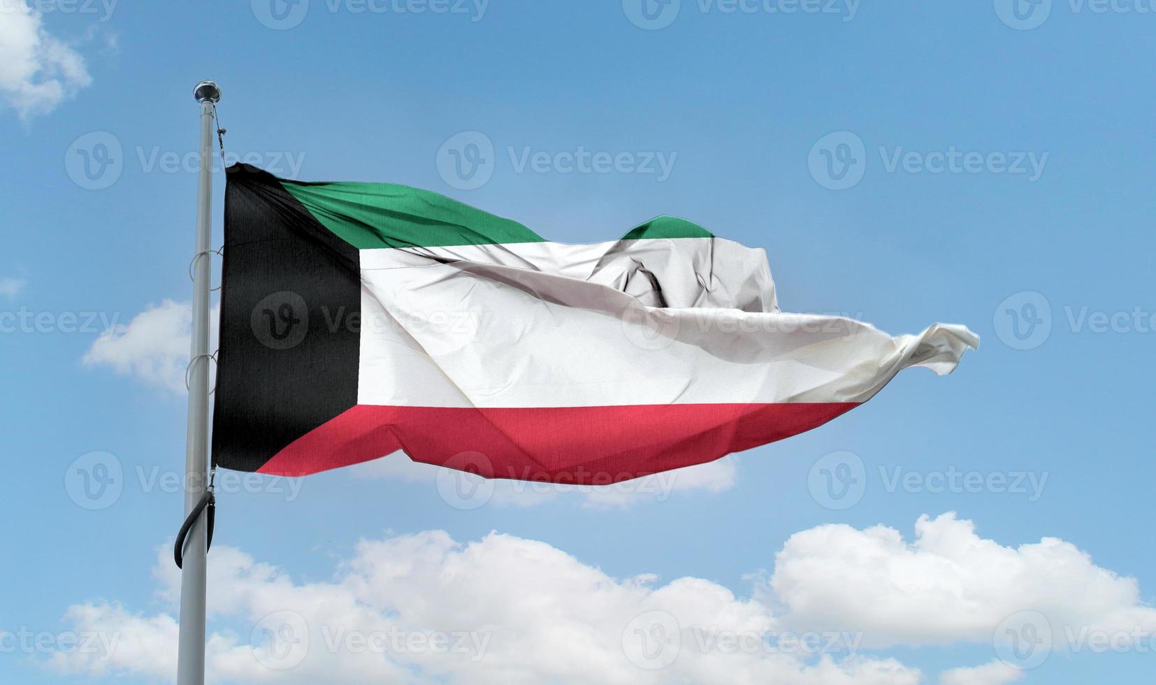 Kuwait flag - realistic waving fabric flag. photo