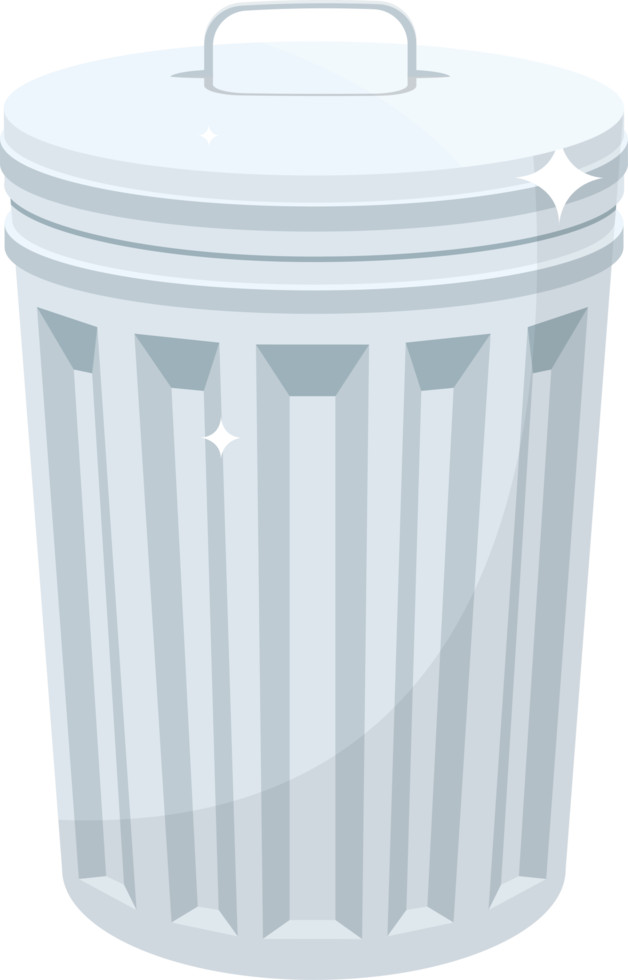 Metallic trash can clipart design illustration png