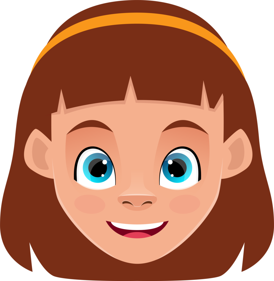 Little girl face expression clipart design illustration png