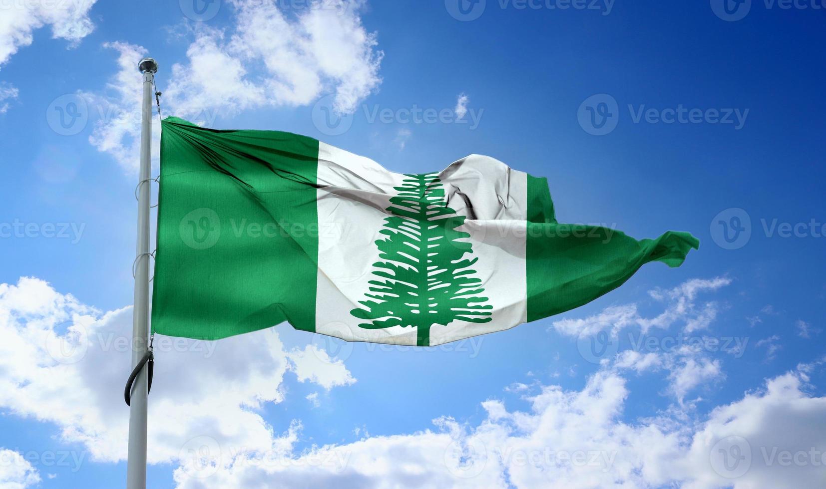 Norfolk Island flag - realistic waving fabric flag. photo