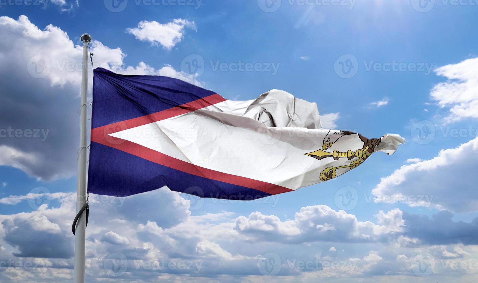 American Samoa flag - realistic waving fabric flag photo