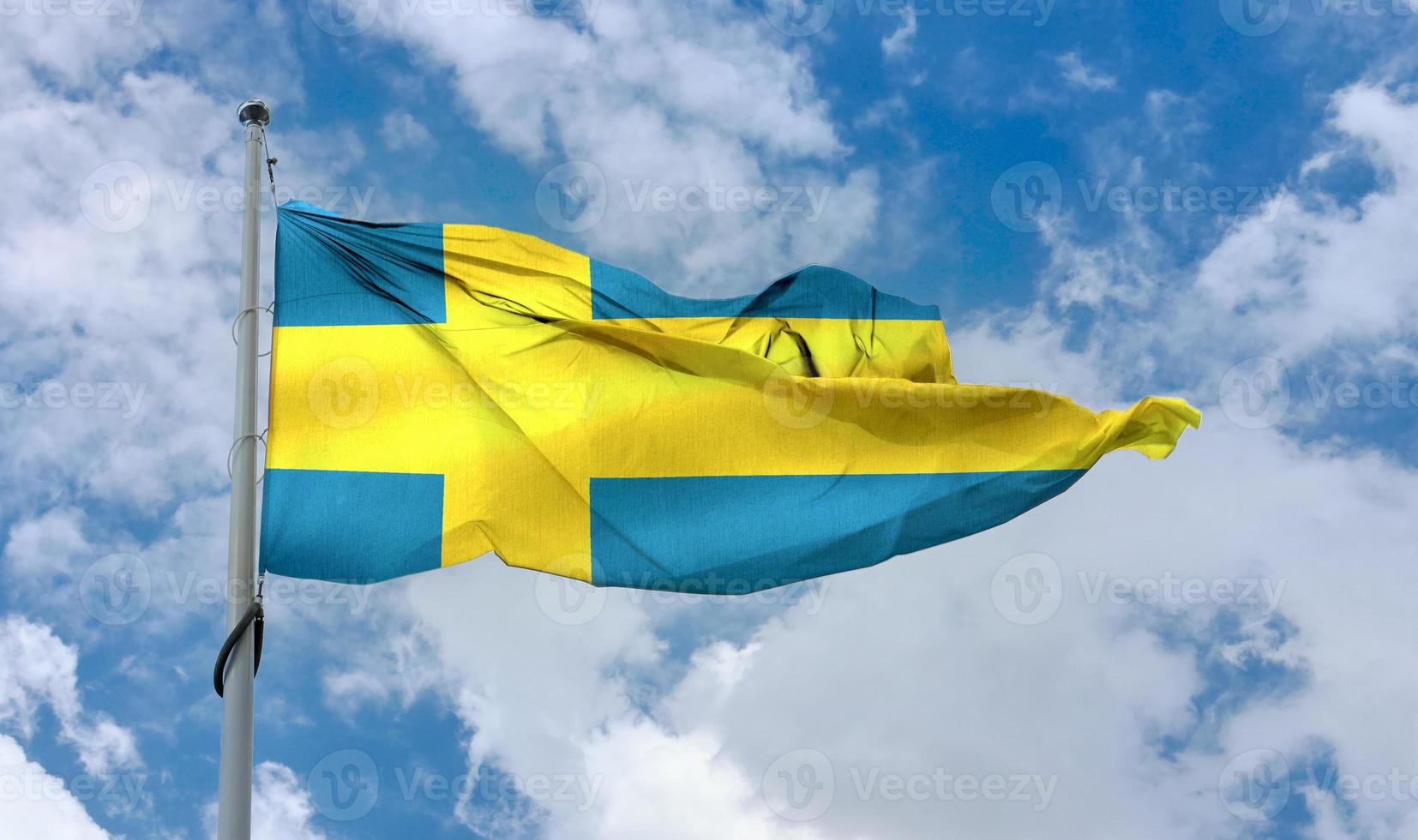Sweden flag - realistic waving fabric flag. photo