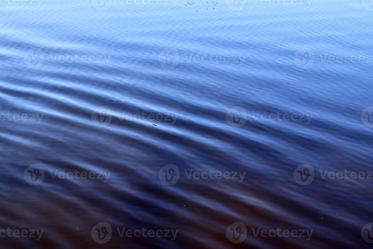 Detailed close up view on water surfaces with ripples and waves and the sunlight reflecting at the surface photo