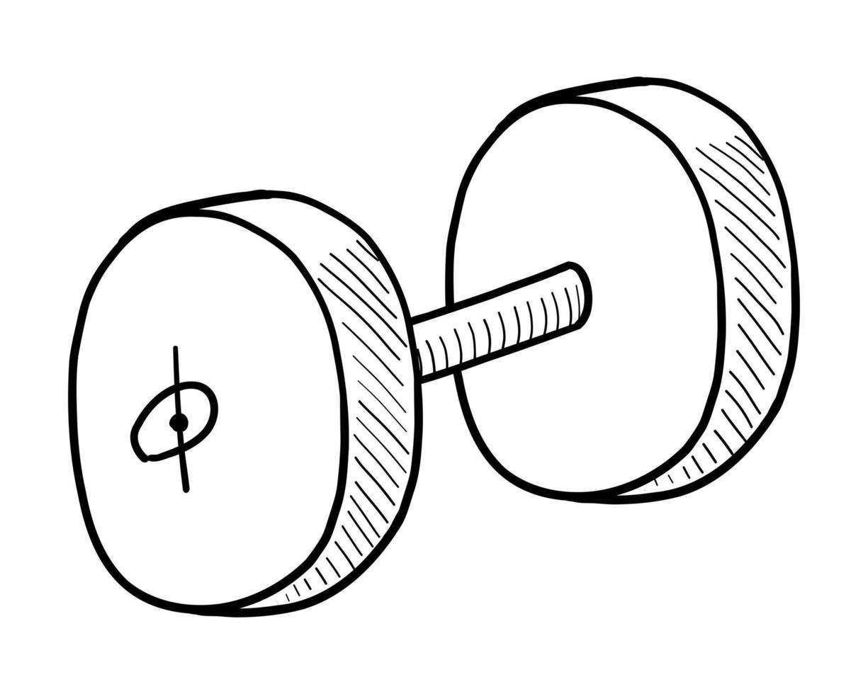 VECTOR ILLUSTRATION OF A DUMBBELL ISOLATED ON A WHITE BACKGROUND. DOODLE DRAWING BY HAND