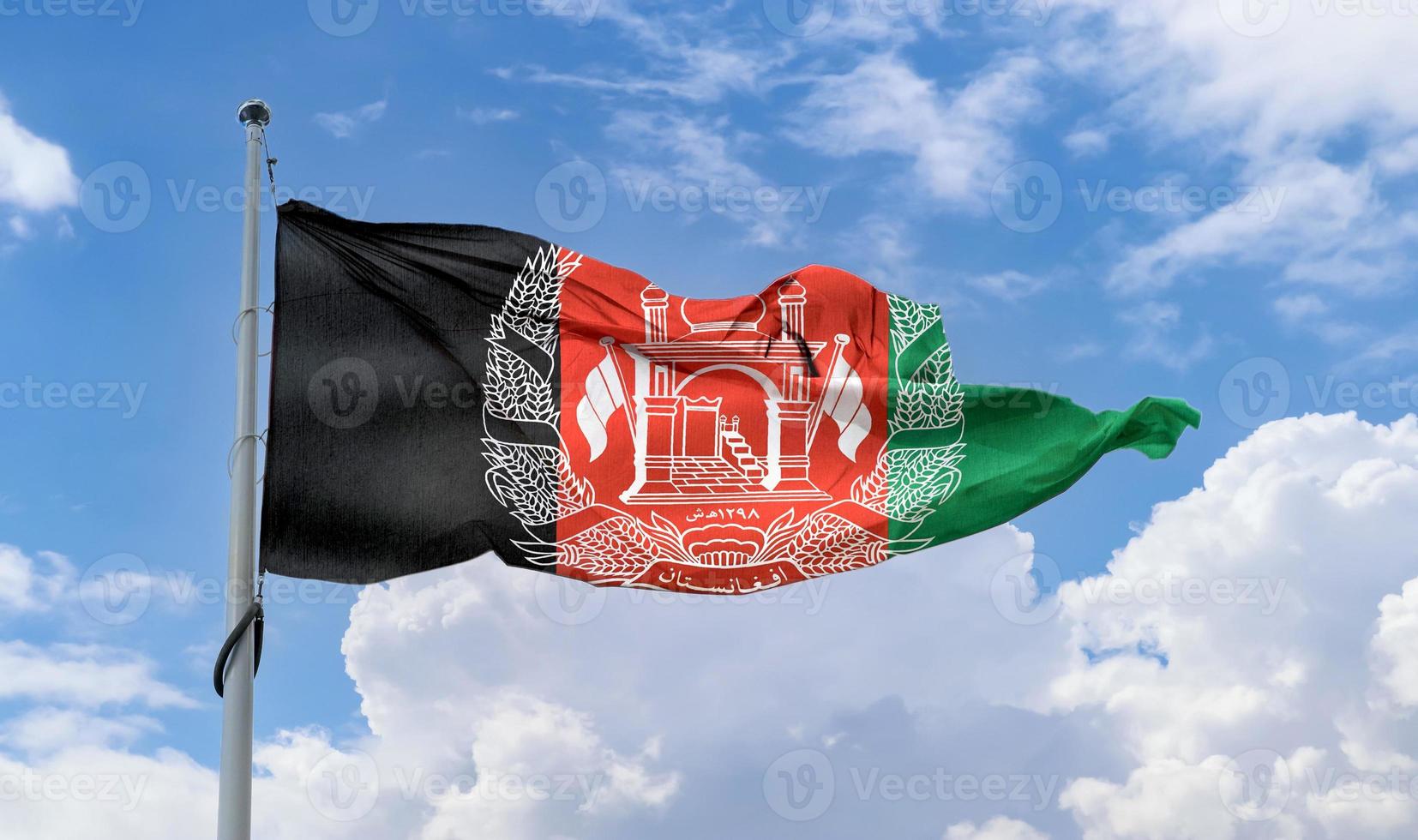 Afghanistan flag - realistic waving fabric flag photo