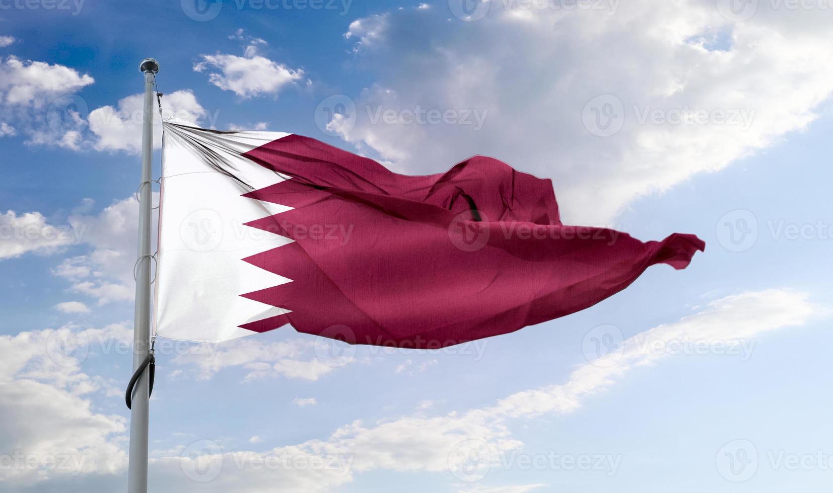 Qatar flag - realistic waving fabric flag photo