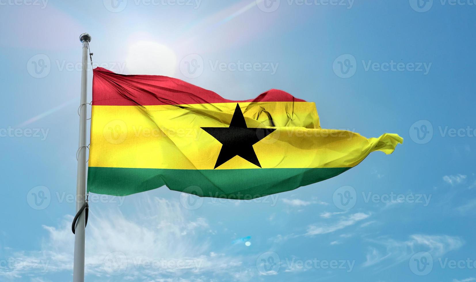 Ghana flag - realistic waving fabric flag. photo