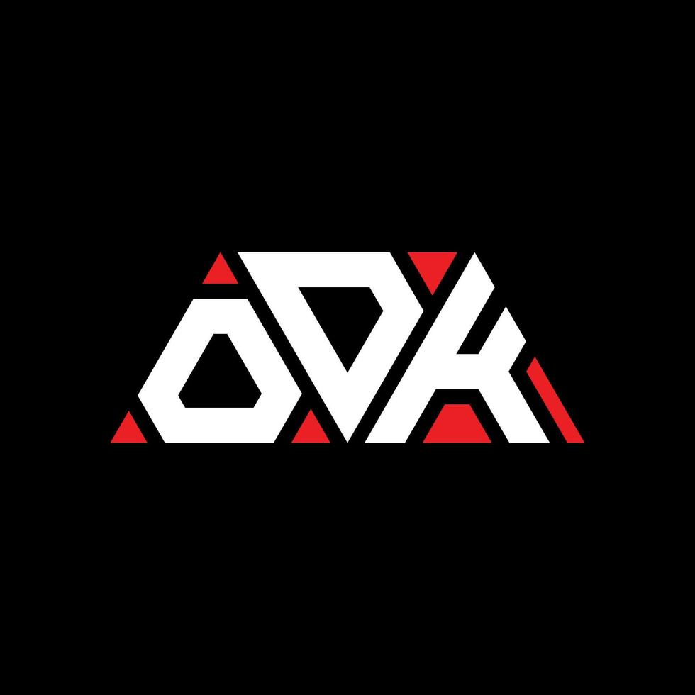 diseño de logotipo de letra de triángulo odk con forma de triángulo. monograma de diseño de logotipo de triángulo odk. plantilla de logotipo de vector de triángulo odk con color rojo. logotipo triangular odk logotipo simple, elegante y lujoso. extraño