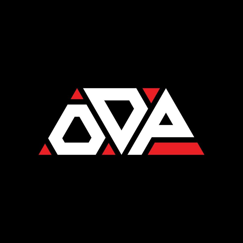 ODP triangle letter logo design with triangle shape. ODP triangle logo design monogram. ODP triangle vector logo template with red color. ODP triangular logo Simple, Elegant, and Luxurious Logo. ODP