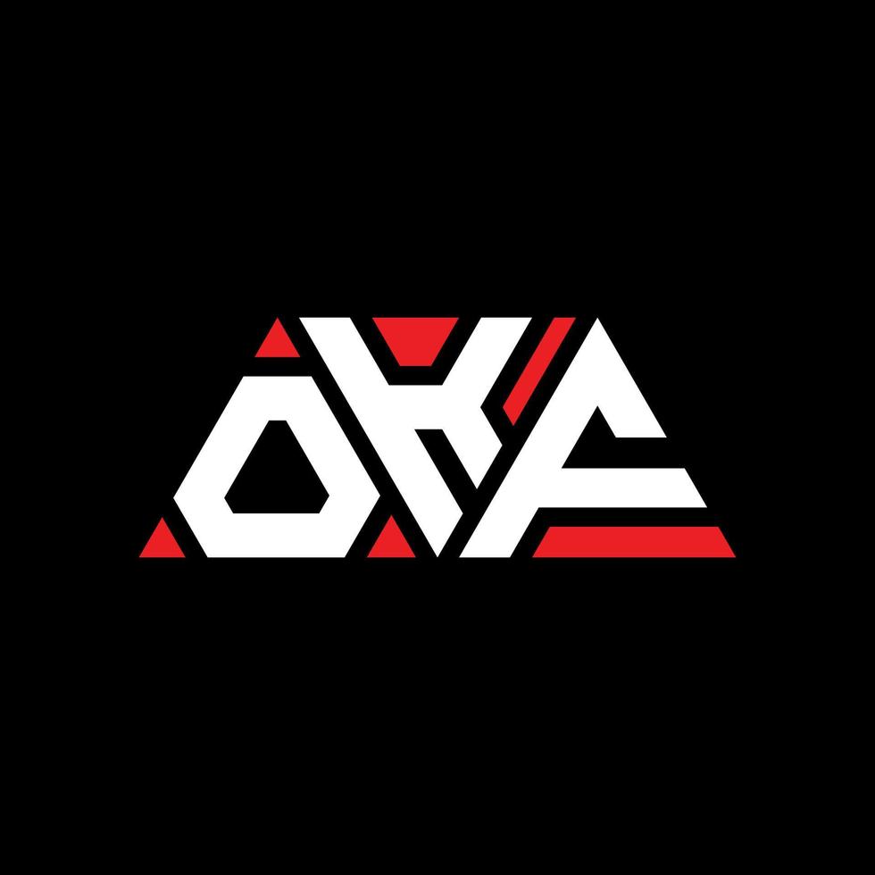 diseño de logotipo de letra triangular okf con forma de triángulo. monograma de diseño del logotipo del triángulo okf. plantilla de logotipo de vector de triángulo okf con color rojo. logotipo triangular okf logotipo simple, elegante y lujoso. bien