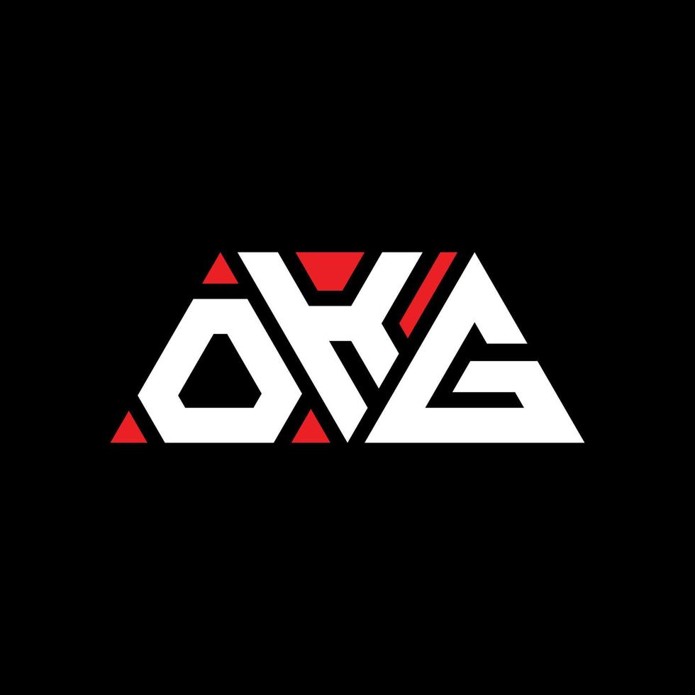 OKG triangle letter logo design with triangle shape. OKG triangle logo design monogram. OKG triangle vector logo template with red color. OKG triangular logo Simple, Elegant, and Luxurious Logo. OKG
