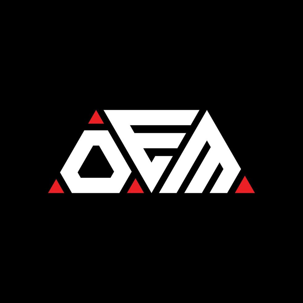 diseño de logotipo de letra triangular oem con forma de triángulo. monograma de diseño de logotipo de triángulo oem. plantilla de logotipo de vector de triángulo oem con color rojo. logotipo triangular oem logotipo simple, elegante y lujoso. OEM