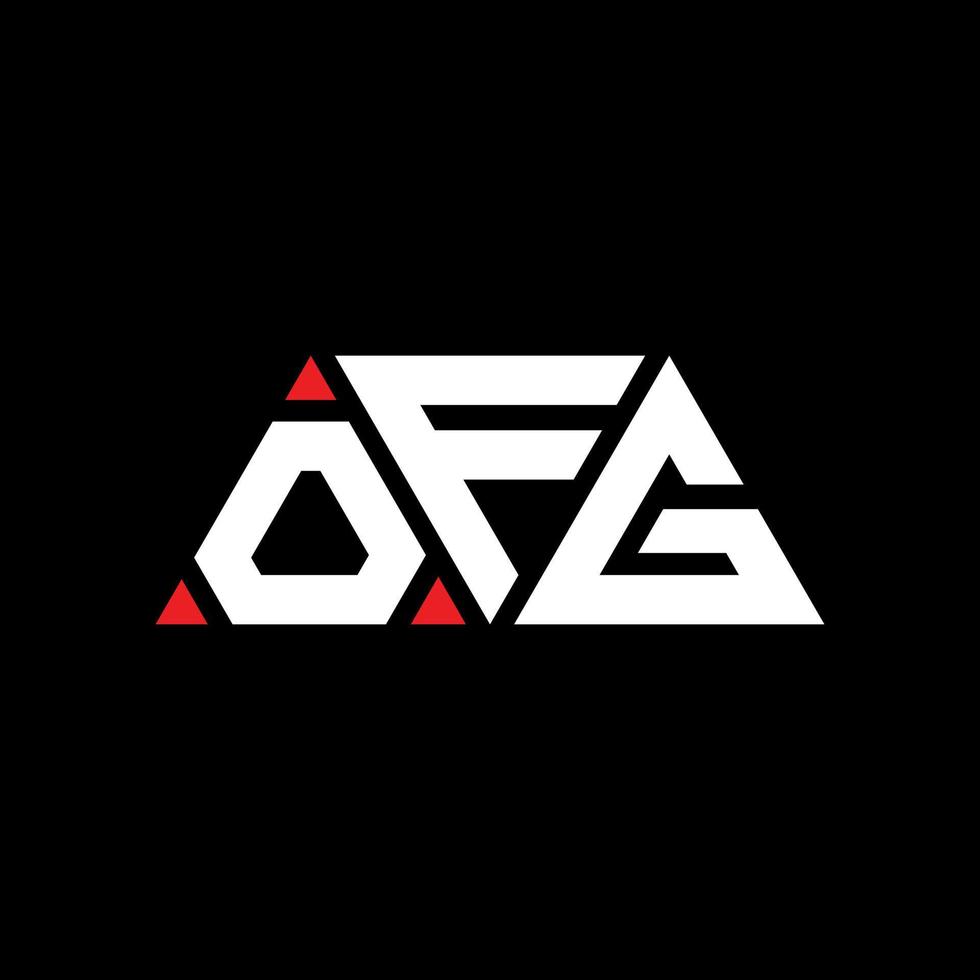 OFG triangle letter logo design with triangle shape. OFG triangle logo design monogram. OFG triangle vector logo template with red color. OFG triangular logo Simple, Elegant, and Luxurious Logo. OFG