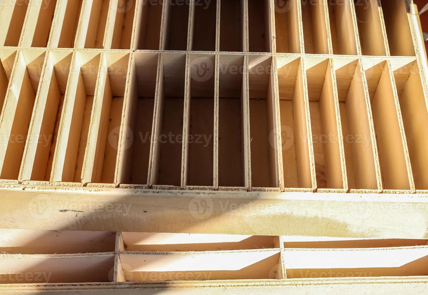 Small wooden boxes for audio tapes in a close up perspective view photo