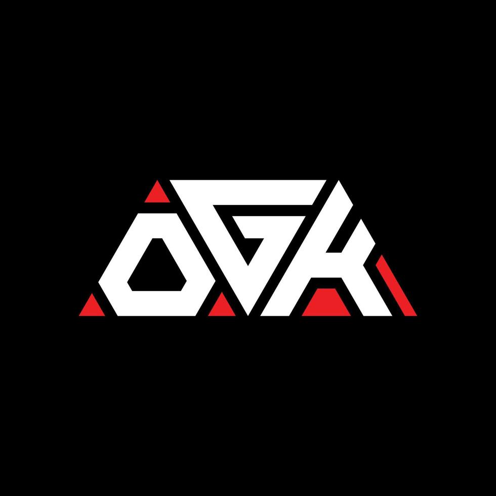 diseño de logotipo de letra triangular ogk con forma de triángulo. monograma de diseño de logotipo de triángulo ogk. plantilla de logotipo de vector de triángulo ogk con color rojo. logotipo triangular ogk logotipo simple, elegante y lujoso. ok