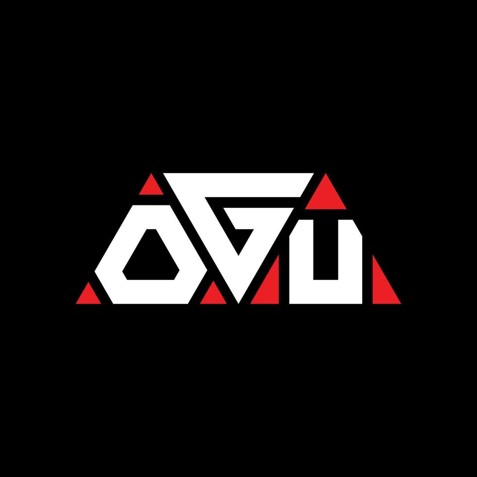 OGU triangle letter logo design with triangle shape. OGU triangle logo design monogram. OGU triangle vector logo template with red color. OGU triangular logo Simple, Elegant, and Luxurious Logo. OGU