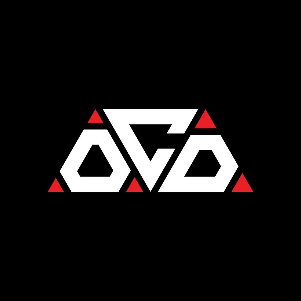 diseño de logotipo de letra triangular ocd con forma de triángulo. monograma de diseño de logotipo de triángulo ocd. plantilla de logotipo de vector de triángulo ocd con color rojo. logotipo triangular ocd logotipo simple, elegante y lujoso. TOC