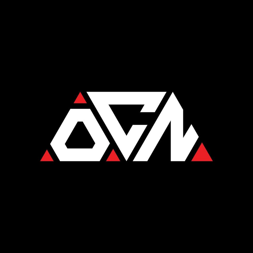 diseño de logotipo de letra triangular ocn con forma de triángulo. monograma de diseño de logotipo de triángulo ocn. plantilla de logotipo de vector de triángulo ocn con color rojo. logotipo triangular ocn logotipo simple, elegante y lujoso. ocn