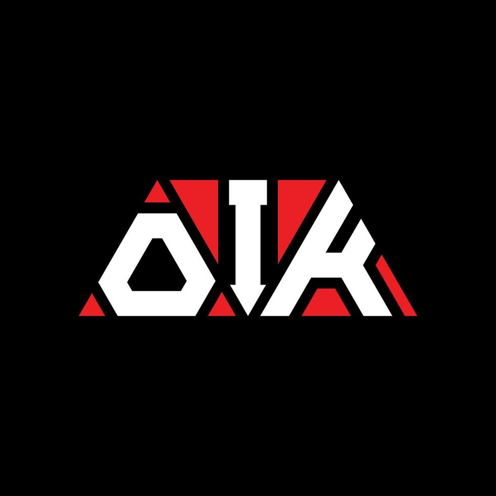 diseño de logotipo de letra triangular oik con forma de triángulo. monograma de diseño del logotipo del triángulo oik. plantilla de logotipo de vector de triángulo oik con color rojo. logotipo triangular oik logotipo simple, elegante y lujoso. oik