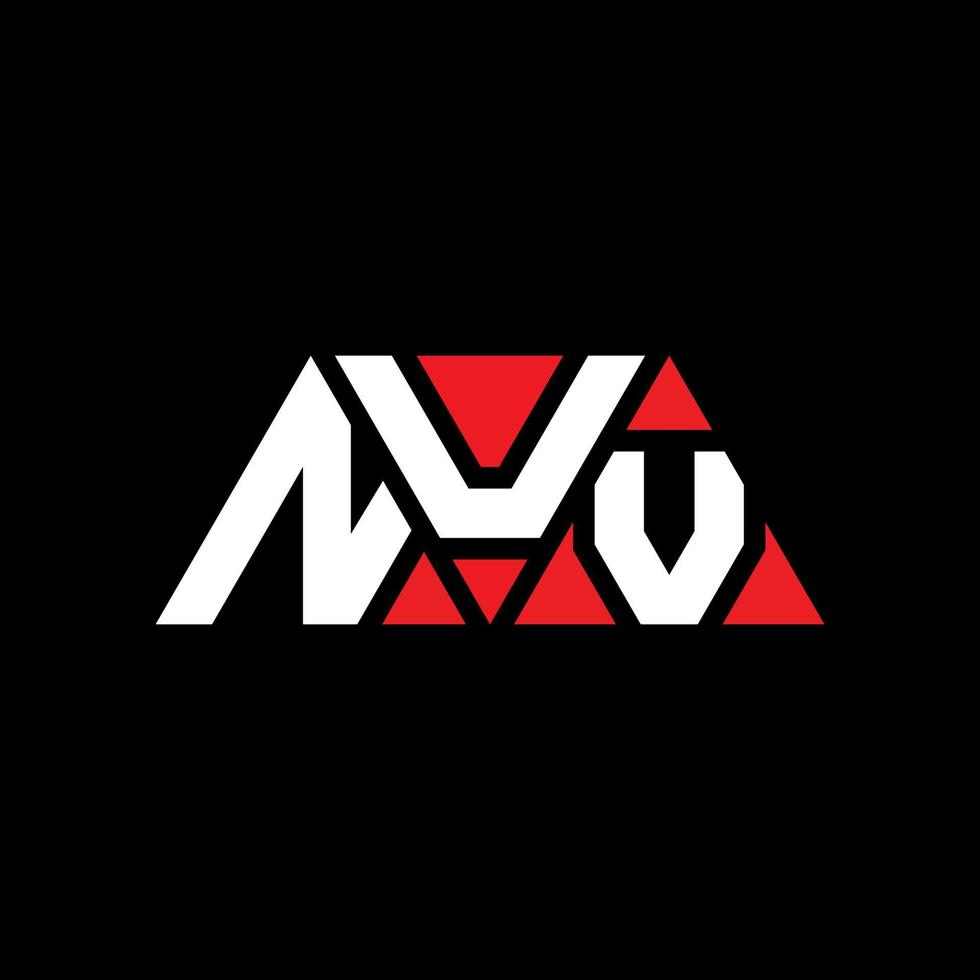NUV triangle letter logo design with triangle shape. NUV triangle logo design monogram. NUV triangle vector logo template with red color. NUV triangular logo Simple, Elegant, and Luxurious Logo. NUV
