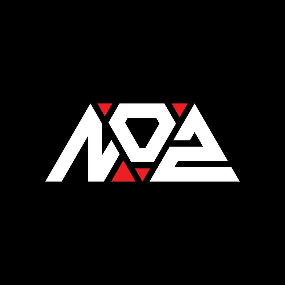 NOZ triangle letter logo design with triangle shape. NOZ triangle logo design monogram. NOZ triangle vector logo template with red color. NOZ triangular logo Simple, Elegant, and Luxurious Logo. NOZ