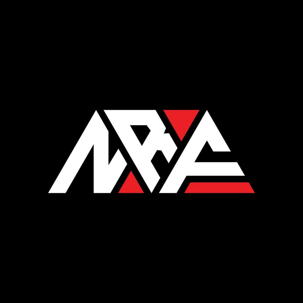 NRF triangle letter logo design with triangle shape. NRF triangle logo design monogram. NRF triangle vector logo template with red color. NRF triangular logo Simple, Elegant, and Luxurious Logo. NRF