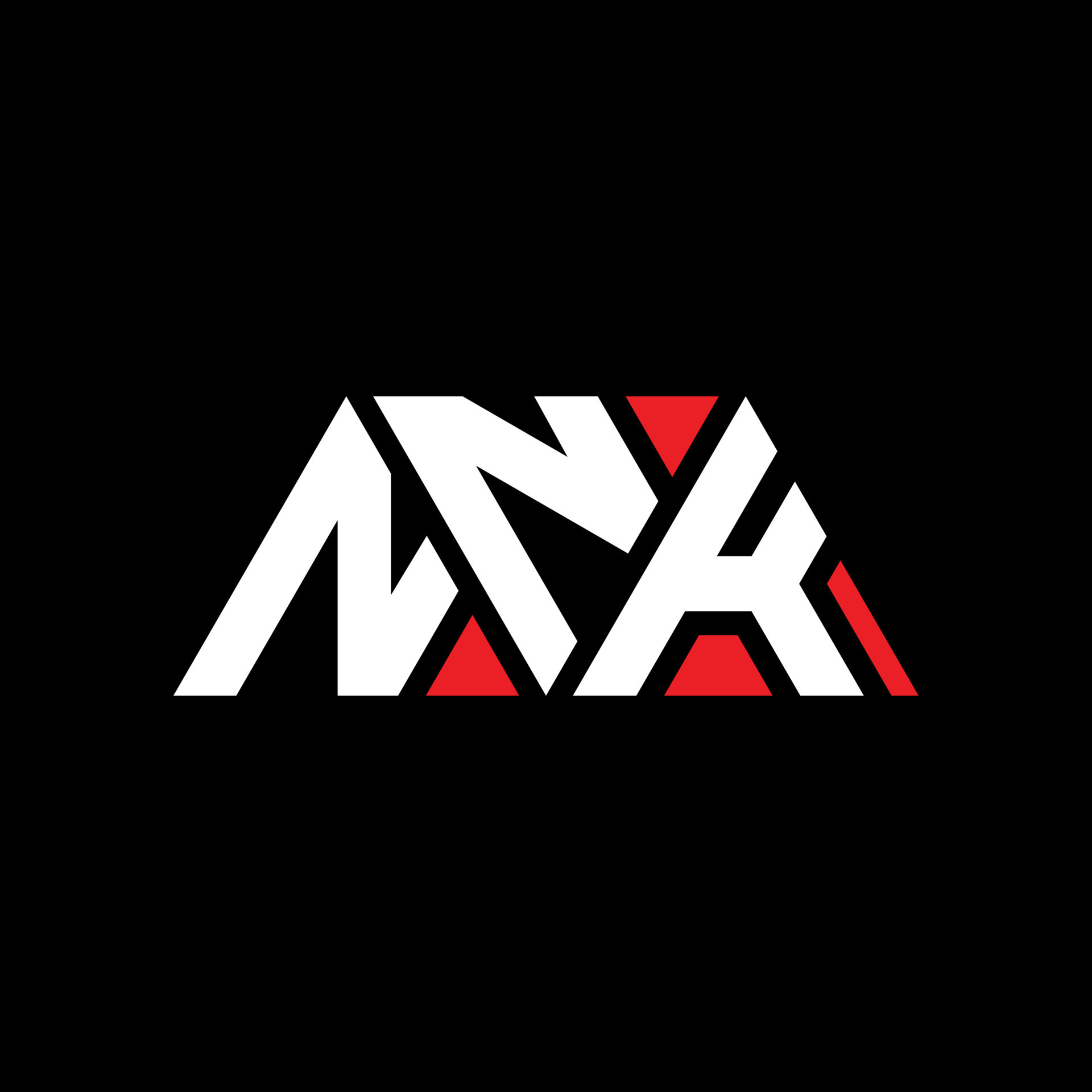 NNK triangle letter logo design with triangle shape. NNK triangle logo