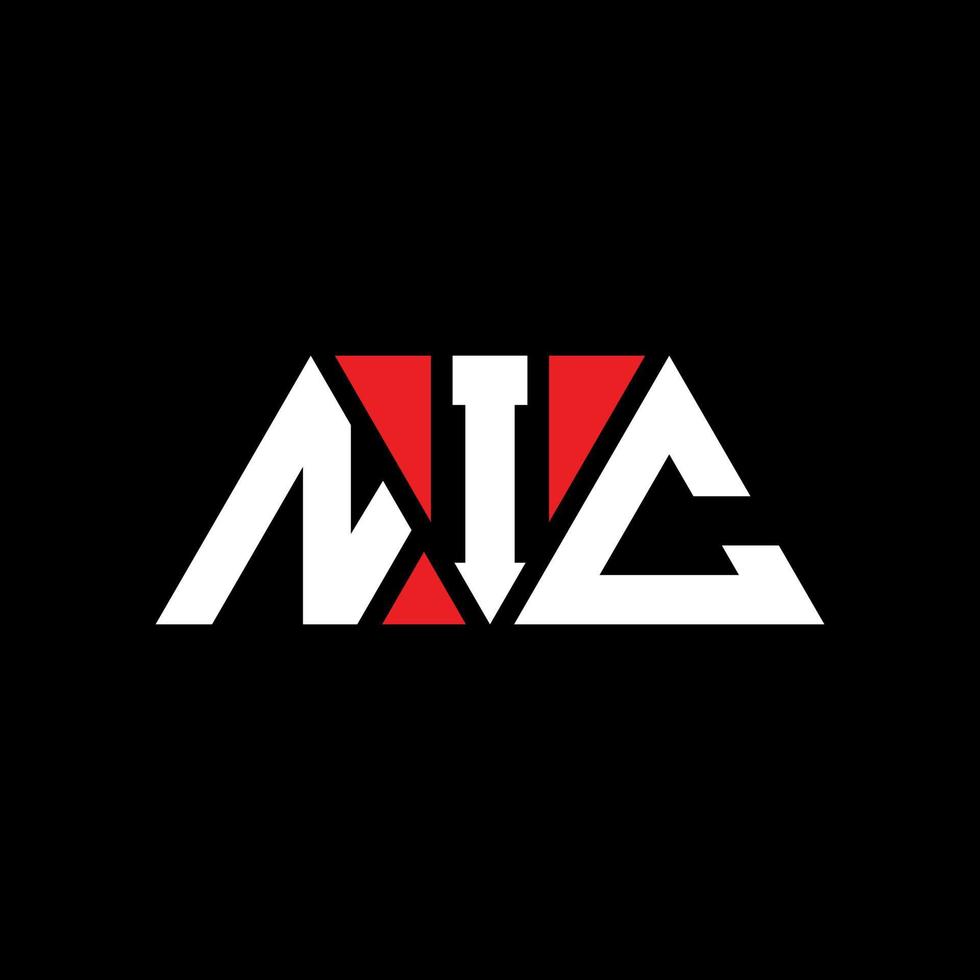 NIC triangle letter logo design with triangle shape. NIC triangle logo design monogram. NIC triangle vector logo template with red color. NIC triangular logo Simple, Elegant, and Luxurious Logo. NIC