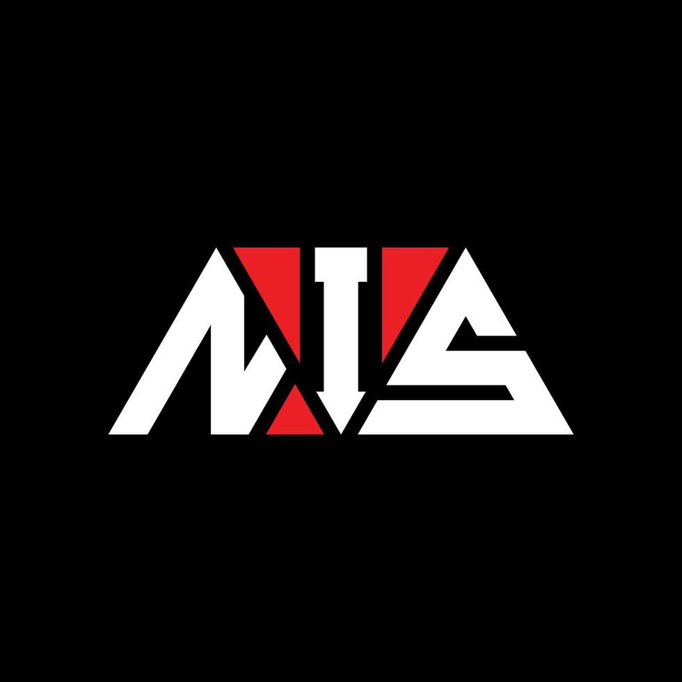 NIS triangle letter logo design with triangle shape. NIS triangle logo design monogram. NIS triangle vector logo template with red color. NIS triangular logo Simple, Elegant, and Luxurious Logo. NIS
