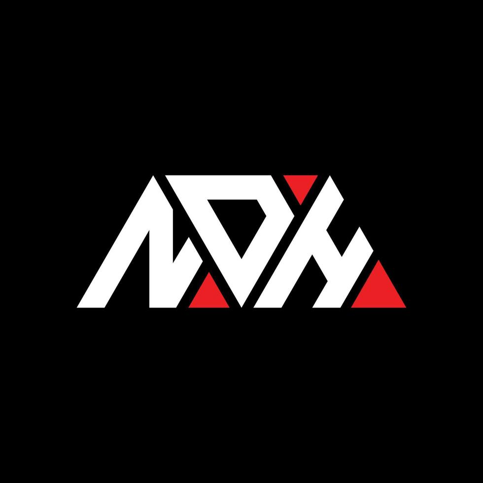 NDH triangle letter logo design with triangle shape. NDH triangle logo design monogram. NDH triangle vector logo template with red color. NDH triangular logo Simple, Elegant, and Luxurious Logo. NDH