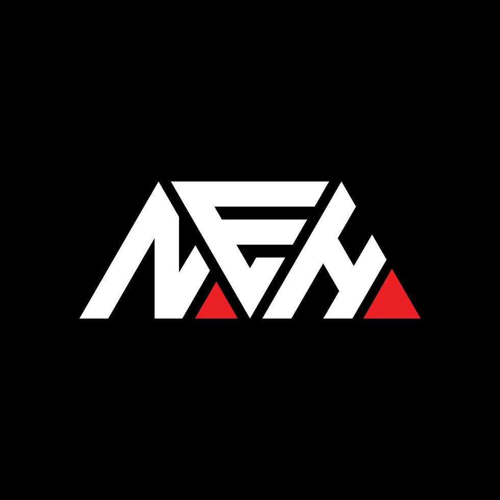 NEH triangle letter logo design with triangle shape. NEH triangle logo design monogram. NEH triangle vector logo template with red color. NEH triangular logo Simple, Elegant, and Luxurious Logo. NEH
