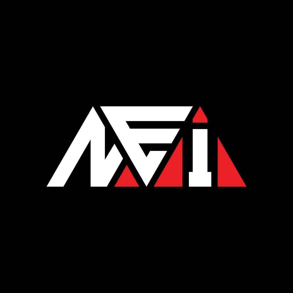 NEI triangle letter logo design with triangle shape. NEI triangle logo design monogram. NEI triangle vector logo template with red color. NEI triangular logo Simple, Elegant, and Luxurious Logo. NEI