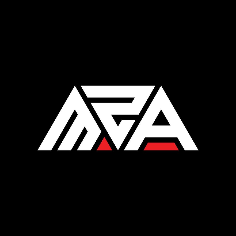 MZA triangle letter logo design with triangle shape. MZA triangle logo design monogram. MZA triangle vector logo template with red color. MZA triangular logo Simple, Elegant, and Luxurious Logo. MZA