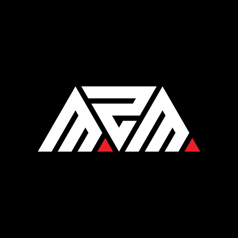 MZM triangle letter logo design with triangle shape. MZM triangle logo design monogram. MZM triangle vector logo template with red color. MZM triangular logo Simple, Elegant, and Luxurious Logo. MZM