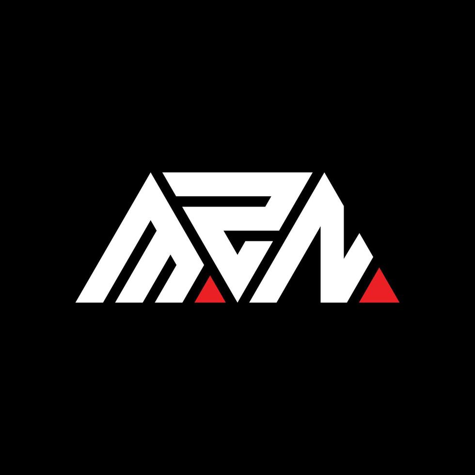 MZN triangle letter logo design with triangle shape. MZN triangle logo design monogram. MZN triangle vector logo template with red color. MZN triangular logo Simple, Elegant, and Luxurious Logo. MZN