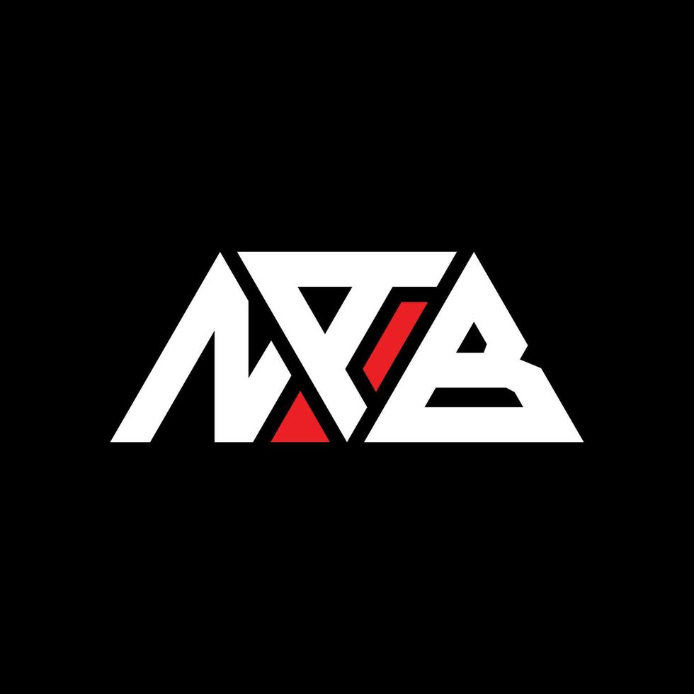 NAB triangle letter logo design with triangle shape. NAB triangle logo design monogram. NAB triangle vector logo template with red color. NAB triangular logo Simple, Elegant, and Luxurious Logo. NAB
