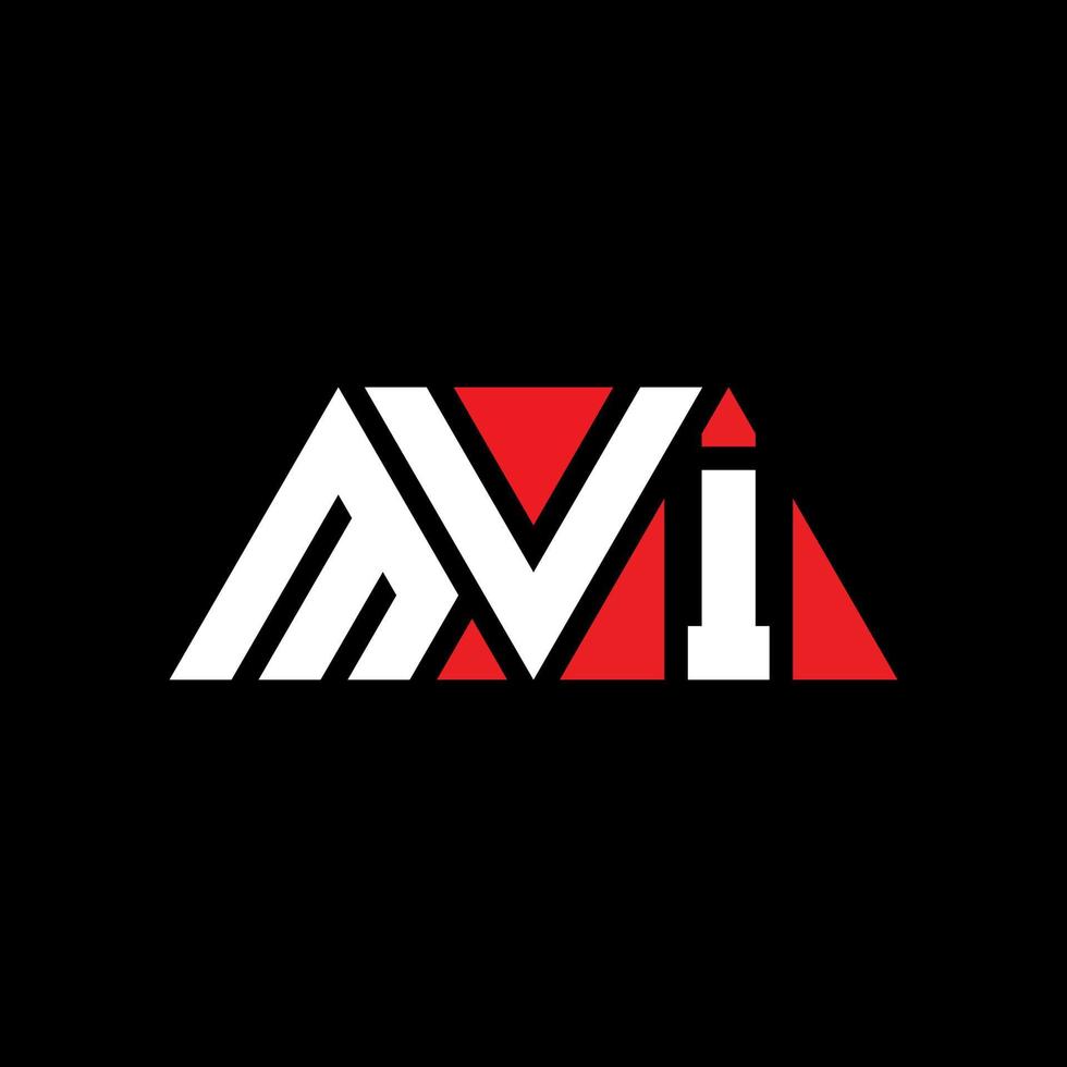 MVI triangle letter logo design with triangle shape. MVI triangle logo design monogram. MVI triangle vector logo template with red color. MVI triangular logo Simple, Elegant, and Luxurious Logo. MVI