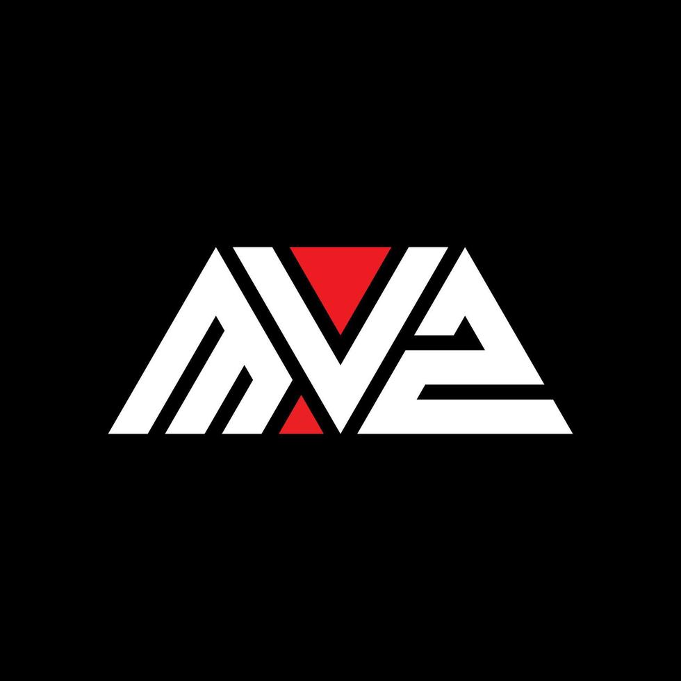 MVZ triangle letter logo design with triangle shape. MVZ triangle logo design monogram. MVZ triangle vector logo template with red color. MVZ triangular logo Simple, Elegant, and Luxurious Logo. MVZ